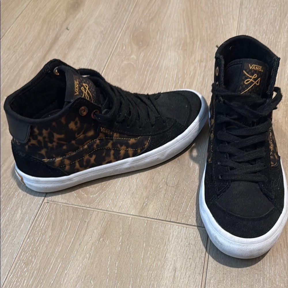 Vans Black and Brown Leopard Print Sneakers